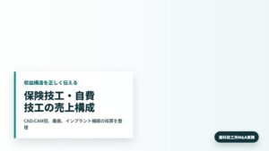歯科技工所M&Aで保険技工と自費技工の売上構成を確認する所長と承継担当者